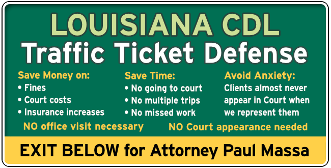 Free Consultation graphic for New Orleans CDL Commercial driver Ticket Attorney Paul Massa